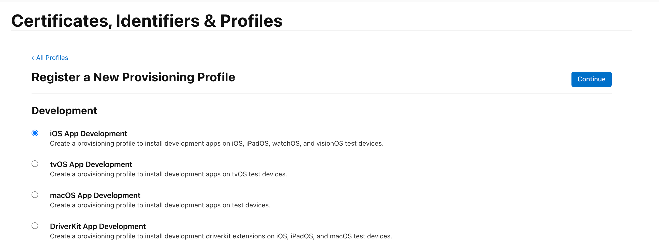 Choose the profile type