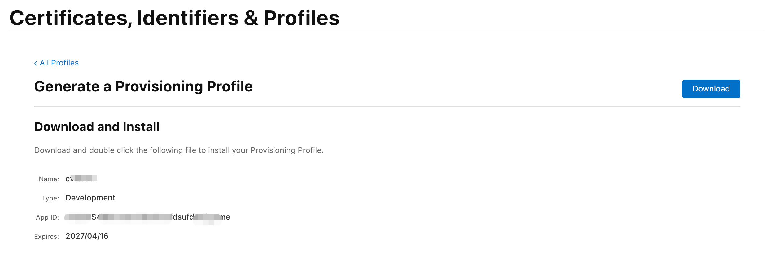 Download the provisioning profile