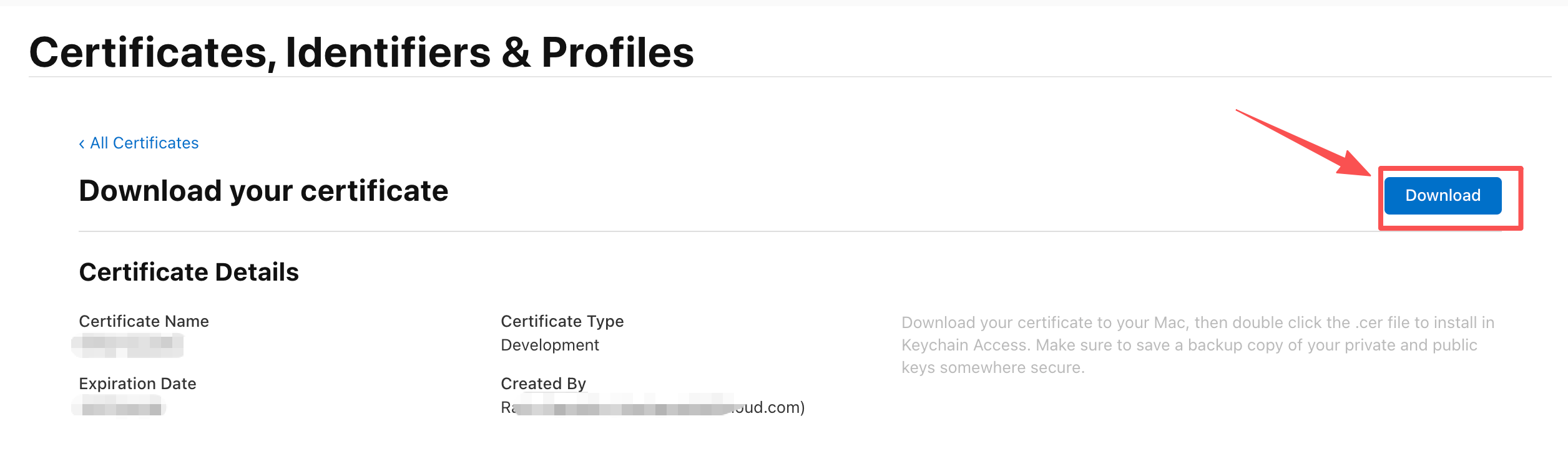 Download the certificate
