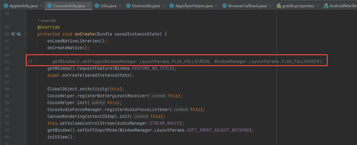 Show the Android Status Bar in Cocos Creator: Remove SYSTEM_UI_FLAG_FULLSCREEN