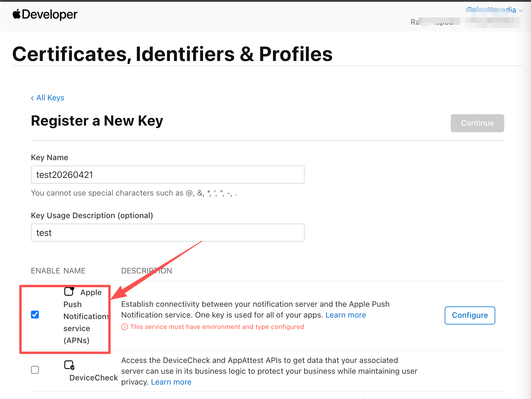 Enable APNs