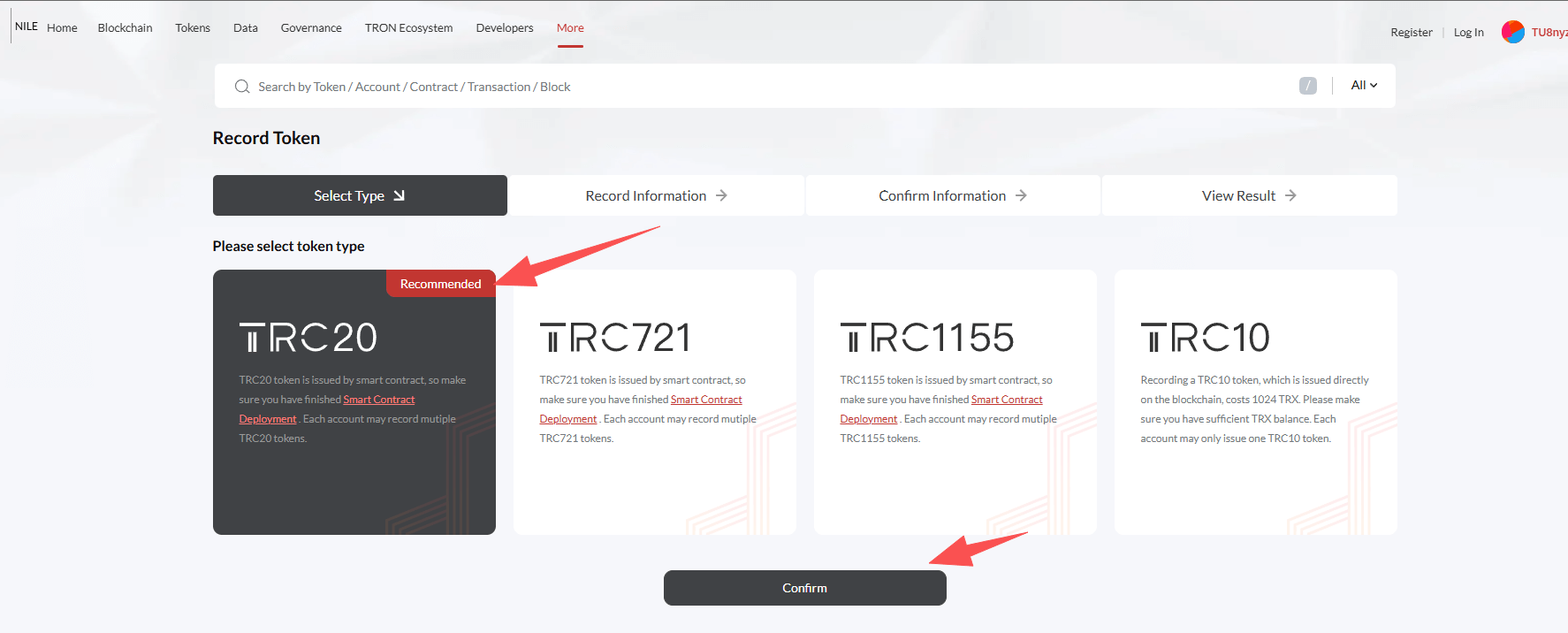 Choose TRC20