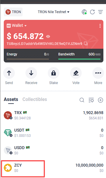 Token in TronLink