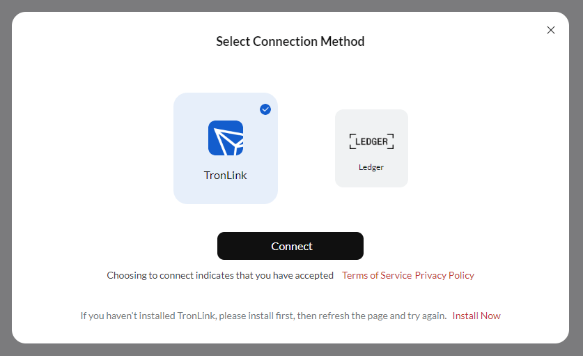 Select TronLink