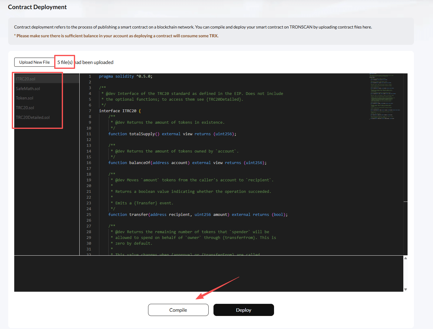 Upload the contract files